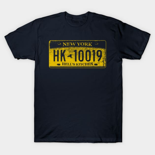Hell's Kitchen Zip Code 10019 (New York License Plate) T-Shirt by UselessRob